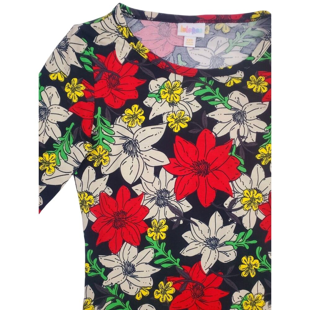 LuLaRoe Top Christmas 2XS Gigi Leggings Material Stretch Shirt Womens Size Xxs